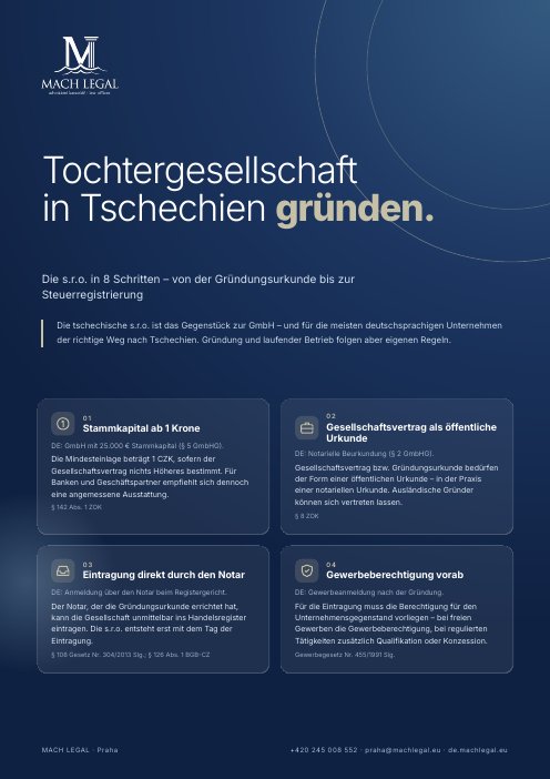 Tochtergesellschaft in Tschechien gründen
