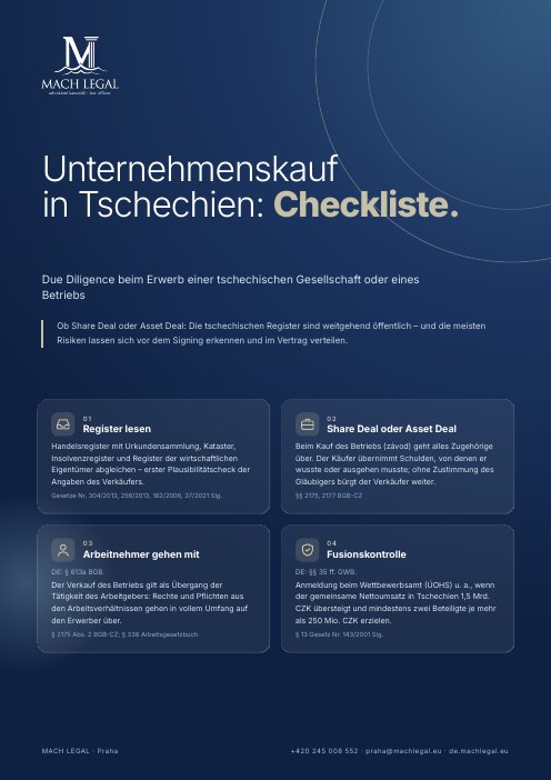 Unternehmenskauf in Tschechien: Checkliste